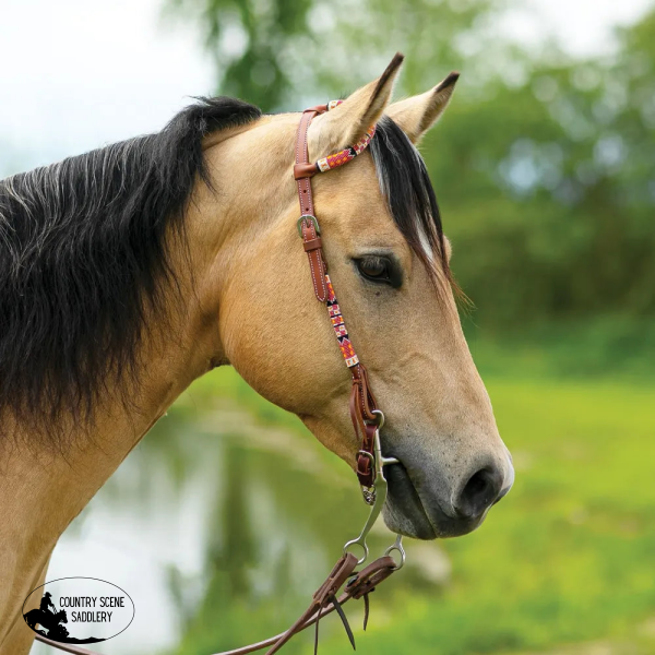 Double S Beaded One Ear Headstall Full / Pink
