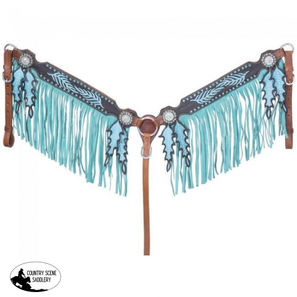 New! Feathers Breastplate Turquoise Posted.* Full Breastplate