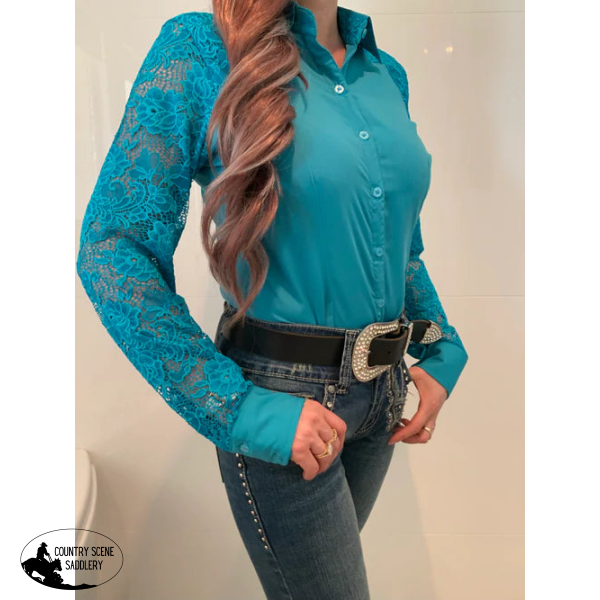 L1312 BEC - Ladies 1/2 Lace Western Shirt - Country Scene Saddlery and Pet Supplies