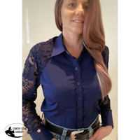 L1315-Nelly Ladies 1/2 Lace Western Shirt
