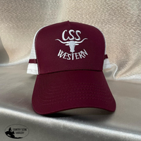 New! Css Western Caps Maroon/ White