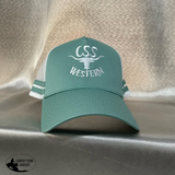 New! Css Western Caps Mint Green/White Pony Tail