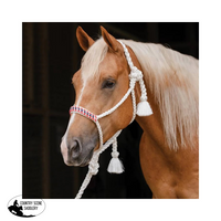 Professionals Choice Cowboy Braided Halter With Lead 10 Inch / White/Teal Protection Boots