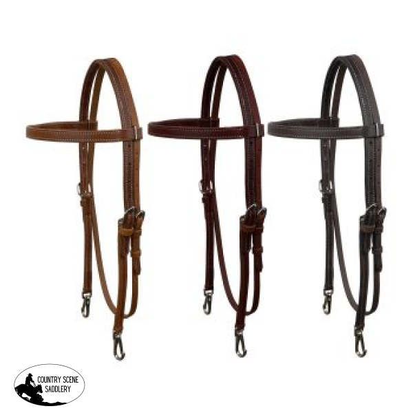 Showman Argentina Cow Leather Browband Headstall With Snap Ends Western Bridle