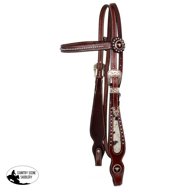 Showman™  leather browband beaded headstall.