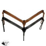 Showman ® Argentina Cow Leather Buck Stitched Breast Collar. Western Breastplates