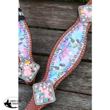 Showman ® Pony Size Tie Dye Unicorn Printed Headstall And Breast Collar Set.