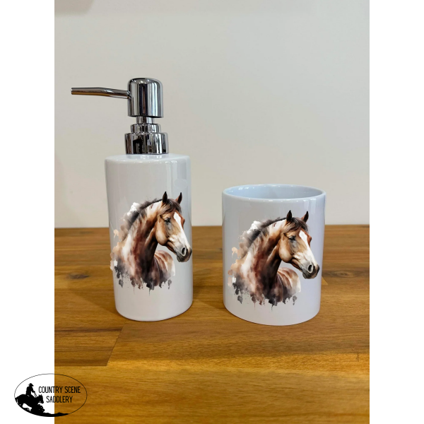 Soap Dispenser & Toothbrush Holder - Horse Bathroom