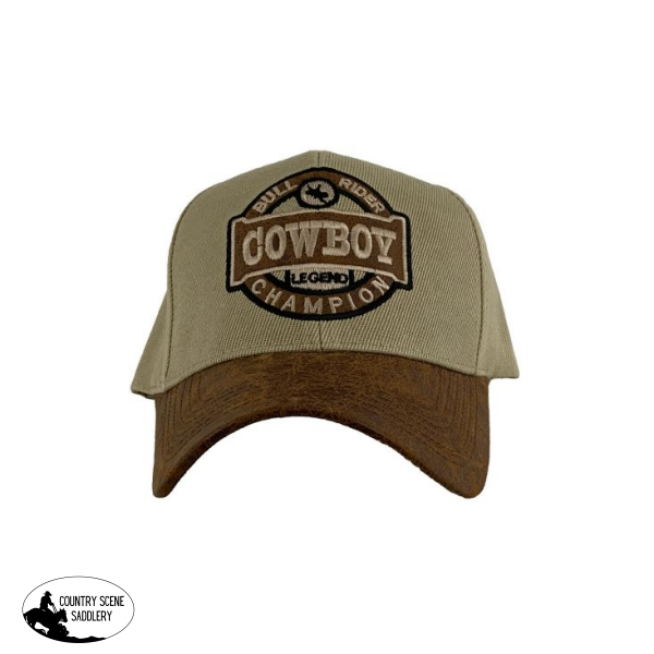 Tan Cowboy Ballcap W/ Bull Rider Logo. Hats