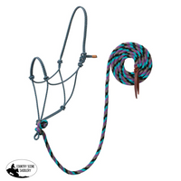 Weaver Ecoluxe Rope Halter And Lead Adjustable Cob To Full Size. / Black/Turquoise/Purple/Grey Leg