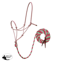 Weaver Ecoluxe Rope Halter And Lead Adjustable Cob To Full Size. / Green/Beige/Pink/Natural Leg