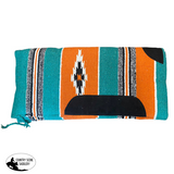 093639 - Navajo Removable Saddle Pad Orange/Green Western Pad