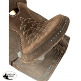 10’ Double T Barrel Style Saddle With Teal Buckstitch Accents