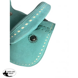 10’ Double T Barrel Style Saddle With Teal Rough Out Leather Western Saddle