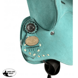 10" Double T Barrel style saddle with Teal Rough out leather - Country Scene Saddlery and Pet Supplies