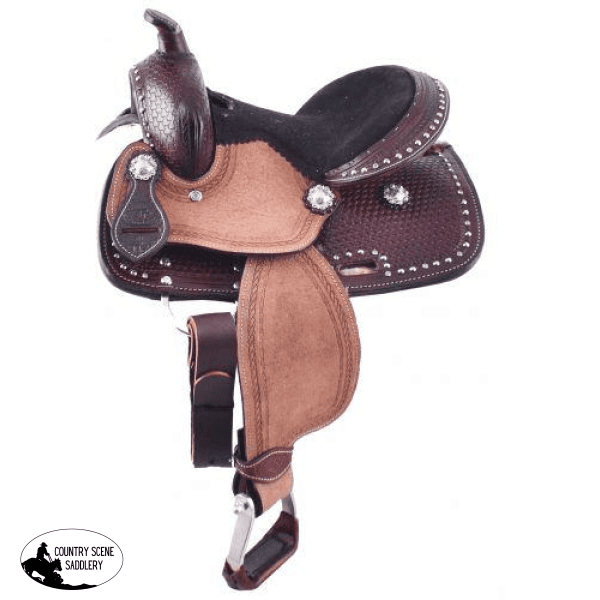 10 Double T Pony Saddle With Basketweave Western Barrel Youth