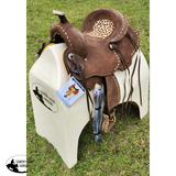 10" Double T Youth Hard Seat Barrel style saddle with Cheetah Seat. - Country Scene Saddlery and Pet Supplies