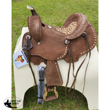 10" Double T Youth Hard Seat Barrel style saddle with Cheetah Seat. - Country Scene Saddlery and Pet Supplies