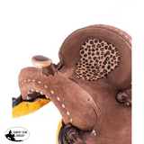 10" Double T Youth Hard Seat Barrel style saddle with Cheetah Seat. - Country Scene Saddlery and Pet Supplies