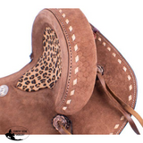10" Double T Youth Hard Seat Barrel style saddle with Cheetah Seat. - Country Scene Saddlery and Pet Supplies