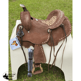 10 Double T Youth Hard Seat Barrel Style Saddle With Cheetah Seat.