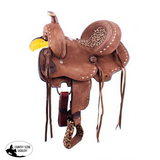10" Double T Youth Hard Seat Barrel style saddle with Cheetah Seat. - Country Scene Saddlery and Pet Supplies