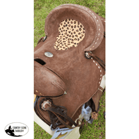 10 Double T Youth Hard Seat Barrel Style Saddle With Cheetah Seat.
