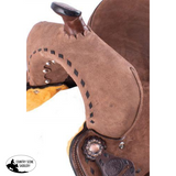 10" Double T Youth Hard Seat Barrel style saddle with extra deep seat and buckstitch trim. - Country Scene Saddlery and Pet Supplies