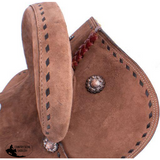 10" Double T Youth Hard Seat Barrel style saddle with extra deep seat and buckstitch trim. - Country Scene Saddlery and Pet Supplies
