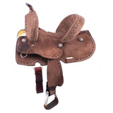 New! 10 Double T Youth Hard Seat Barrel Style Saddle With Extra Deep Seat And Buckstitch Trim.~