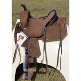 10’ Double T Youth/Pony Chocolate Roughout Barrel Saddle.