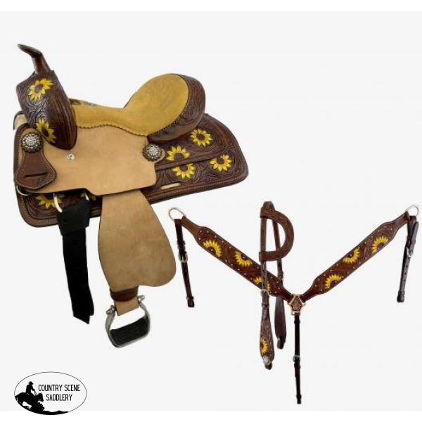 10 Double T Youth Saddle Sunflower Set