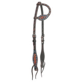 New! BRONCO BLUE TEXAS FLOWER BROWBAND HEADSTALL AND BREASTCOLLAR SET - Country Scene Saddlery and Pet Supplies