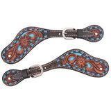 New! BRONCO BLUE TEXAS FLOWER BROWBAND HEADSTALL AND BREASTCOLLAR SET - Country Scene Saddlery and Pet Supplies