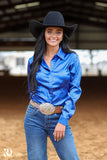 New! ROYAL BLUE SATIN PERFORMANCE RODEO SHIRT - Country Scene Saddlery and Pet Supplies
