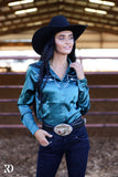 TEJAS TEAL SATIN PERFORMANCE RODEO SHIRT - Country Scene Saddlery and Pet Supplies