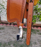 CSSB07 Chestnut Floral Tooled Barrel Saddle - Country Scene Saddlery and Pet Supplies