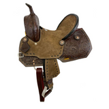 12’’/ 13’’ Double Cocoa Rose T Youth Hard Seat Barrel style saddle.