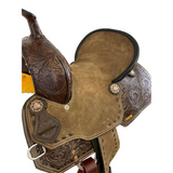 12’’/ 13’’ Double Cocoa Rose T Youth Hard Seat Barrel style saddle.