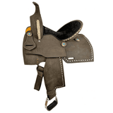 12", 13" Double T Barrel style saddle with White buckstitch accents - Country Scene Saddlery and Pet Supplies