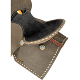 12", 13" Double T Barrel style saddle with White buckstitch accents - Country Scene Saddlery and Pet Supplies