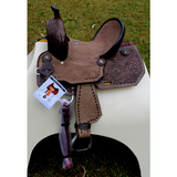12’’/ 13’’ Double T Youth Hard Seat Barrel style saddle.