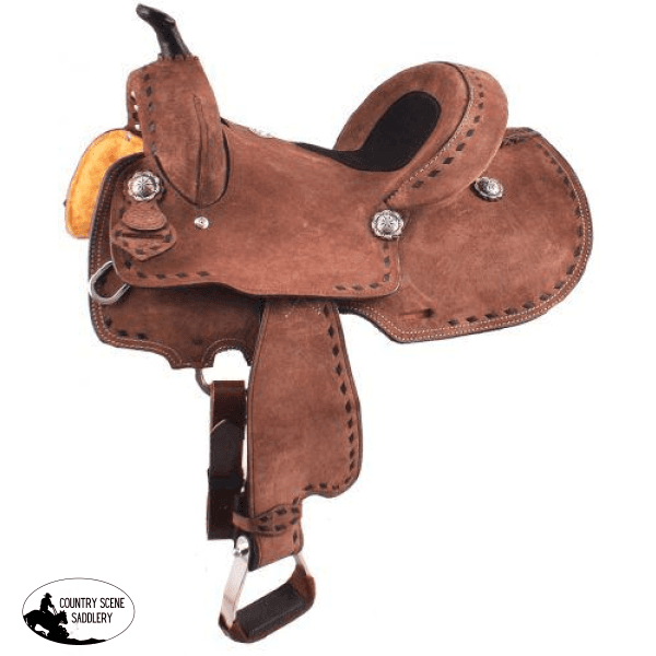 New! 12 13 Double T Youth/pony Chocolate Roughout Barrel Saddle 7 Qh~ Posted.* Show Saddles