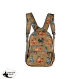 12" Backpack with running horses design. - Country Scene Saddlery and Pet Supplies