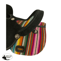 12 Double T Youth Black Roughout Barrel Saddle With Wool Serape Blanket Inlay And Skirts. Western