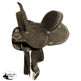 12 Double T Barrel Style Saddle With Dark Brown Rough Out Leather Spurs