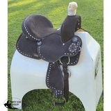 12 Double T Barrel Style Saddle With Dark Brown Rough Out Leather Spurs