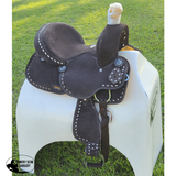 12 Double T Barrel Style Saddle With Dark Brown Rough Out Leather Spurs