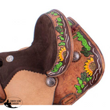 12" Double T Barrel Style Saddle with hand painted sunflower and cactus design. - Country Scene Saddlery and Pet Supplies