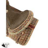 12 Double T Barrel Style Saddle With Teal Flower And Buckstitch Accents Saddles
